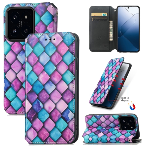 

For Xiaomi 14 Pro CaseNeo Colorful Magnetic Leather Phone Case(Purple Scales)