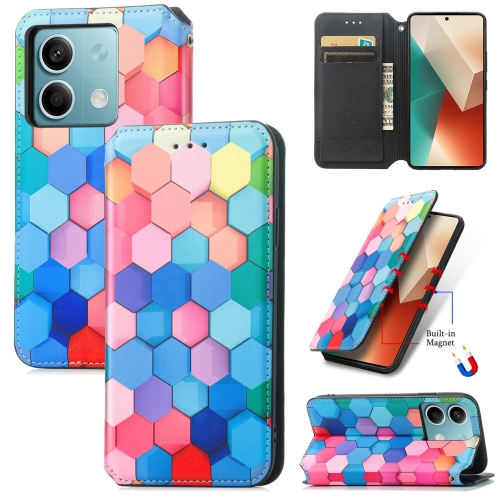 

For Xiaomi Redmi Note 13 5G CaseNeo Colorful Magnetic Leather Phone Case(Colorful Cube)