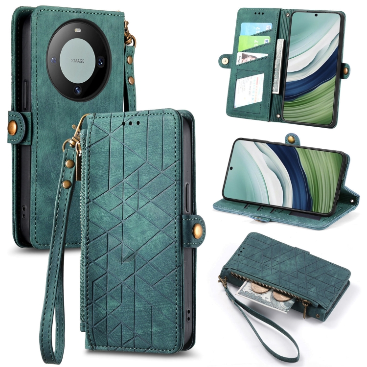For Huawei Mate 60 Geometric Zipper Wallet Side Buckle Leather Phone Case(Green)
For Huawei Mate 60 Geometric Zipper Wallet Side Buckle Leather Phone Case(Green)