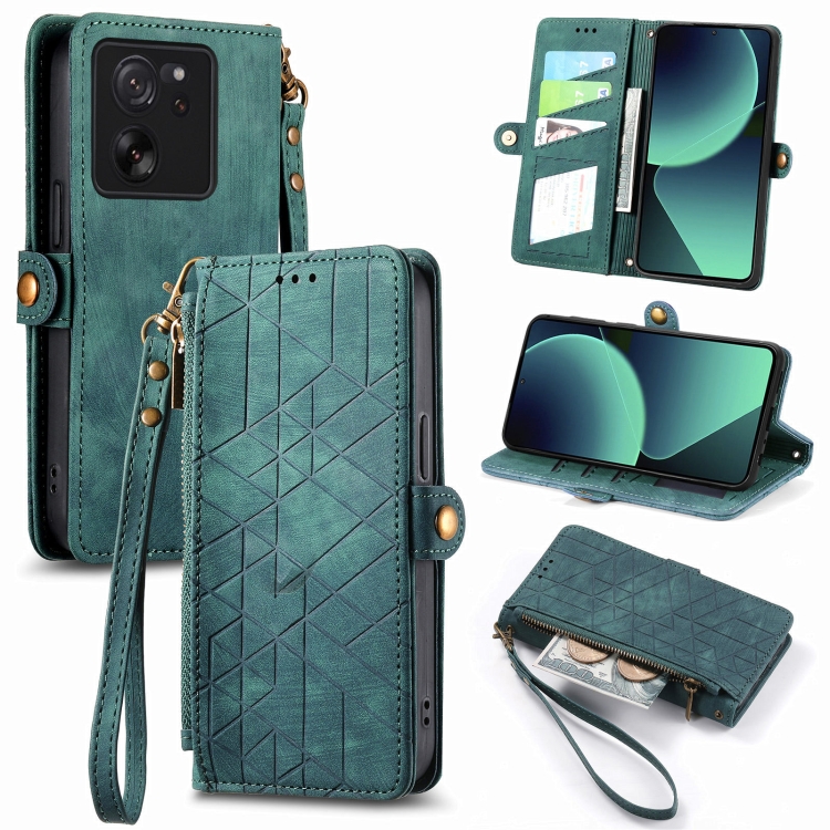 For Xiaomi 13T / 13T Pro Geometric Zipper Wallet Side Buckle Leather Phone Case(Green)
For Xiaomi 13T / 13T Pro Geometric Zipper Wallet Side Buckle Leather Phone Case(Green)