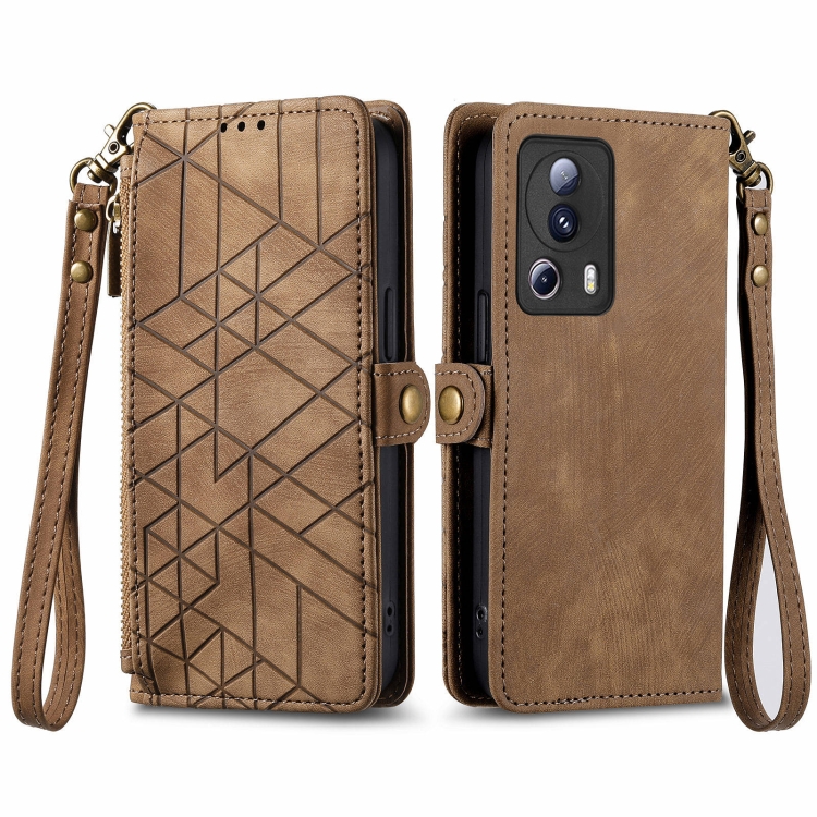 For Xiaomi 13 lite Geometric Zipper Wallet Side Buckle Leather Phone Case(Brown)
For Xiaomi 13 lite Geometric Zipper Wallet Side Buckle Leather Phone Case(Brown)