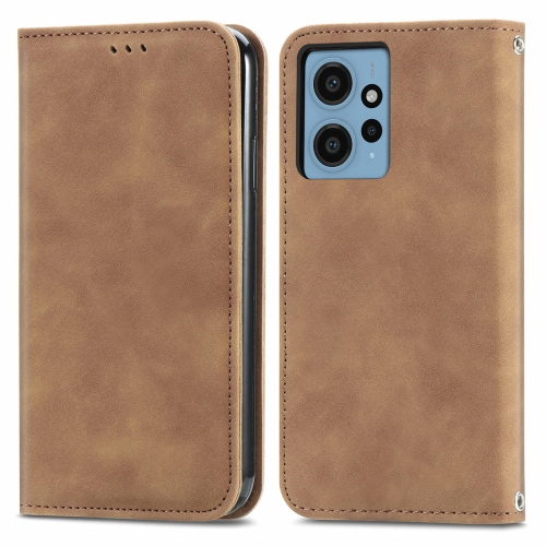 

For Xiaomi Redmi Note 12 4G Retro Skin Feel Magnetic Flip Leather Phone Case(Brown)