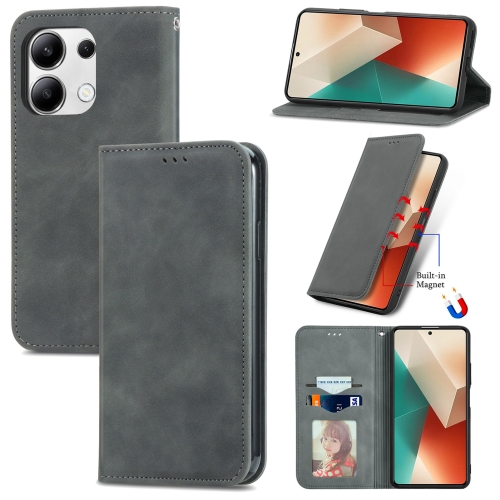 For Xiaomi Redmi Note 13 4G Retro Skin Feel Magnetic Flip Leather Phone Case(Grey)
For Xiaomi Redmi Note 13 4G Retro Skin Feel Magnetic Flip Leather Phone Case(Grey)