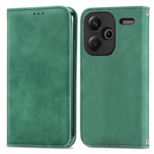 

For Xiaomi Redmi Note 13 Pro+ 5G Retro Skin Feel Magnetic Flip Leather Phone Case(Green)