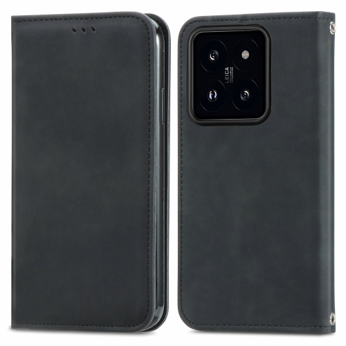 

For Xiaomi 14 Pro Retro Skin Feel Magnetic Flip Leather Phone Case(Black)