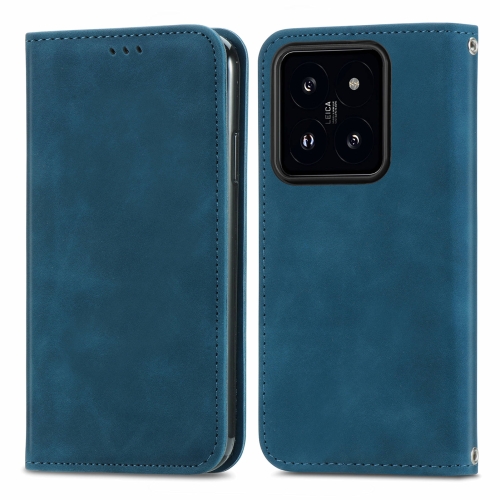 

For Xiaomi 14 Pro Retro Skin Feel Magnetic Flip Leather Phone Case(Blue)