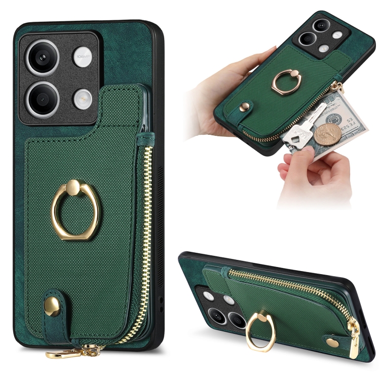 For Xiaomi Redmi Note 13 Cross Leather Ring Vertical Zipper Wallet Back Phone Case(Green)
For Xiaomi Redmi Note 13 Cross Leather Ring Vertical Zipper Wallet Back Phone Case(Green)