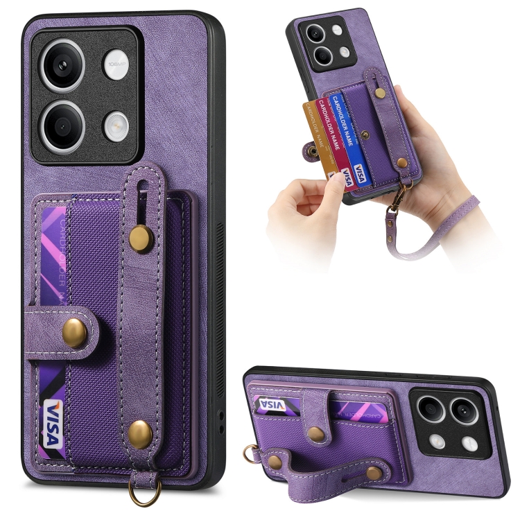 For Xiaomi Redmi Note 13 Retro Cross Wristband Wallet Leather Back Phone Case(Purple)
For Xiaomi Redmi Note 13 Retro Cross Wristband Wallet Leather Back Phone Case(Purple)