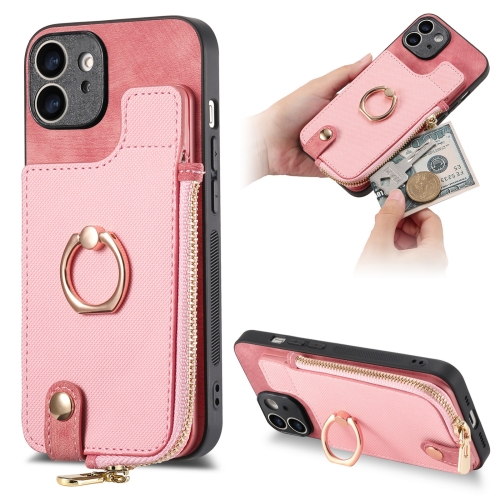 For iPhone 12 Cross Leather Ring Vertical Zipper Wallet Back Phone Case(Pink)
For iPhone 12 Cross Leather Ring Vertical Zipper Wallet Back Phone Case(Pink)
