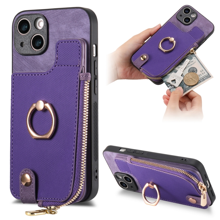 For iPhone 13 Cross Leather Ring Vertical Zipper Wallet Back Phone Case(Purple)
For iPhone 13 Cross Leather Ring Vertical Zipper Wallet Back Phone Case(Purple)