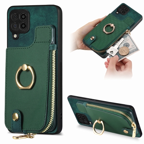For Samsung Galaxy M32 4G Cross Leather Ring Vertical Zipper Wallet Back Phone Case(Green)
For Samsung Galaxy M32 4G Cross Leather Ring Vertical Zipper Wallet Back Phone Case(Green)