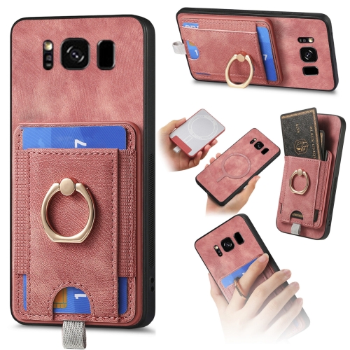

For Samsung Galaxy S8 Plus Retro Splitable Magnetic Card Bag Leather Phone Case(Pink)