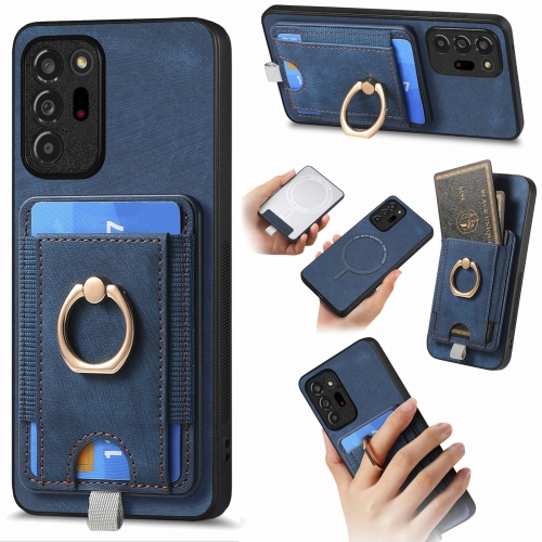 

For Samsung Galaxy Note20 Ultra Retro Splitable Magnetic Card Bag Leather Phone Case(Blue)