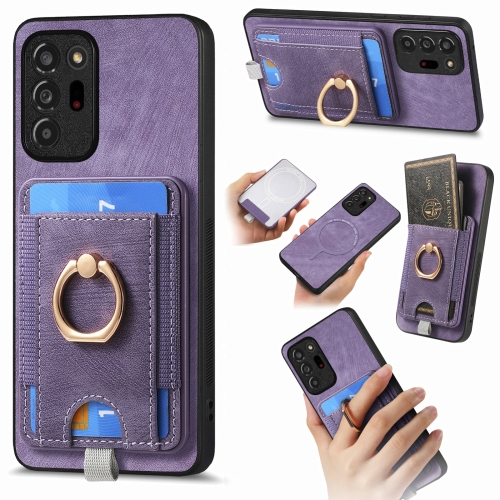 

For Samsung Galaxy Note20 Ultra Retro Splitable Magnetic Card Bag Leather Phone Case(Purple)