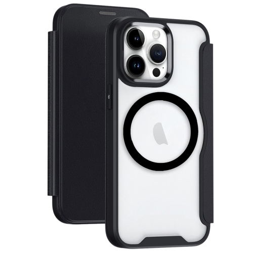 

For iPhone 14 Pro Max MagSafe RFID Blocking Adsorption Flip Leather Phone Case(Black)