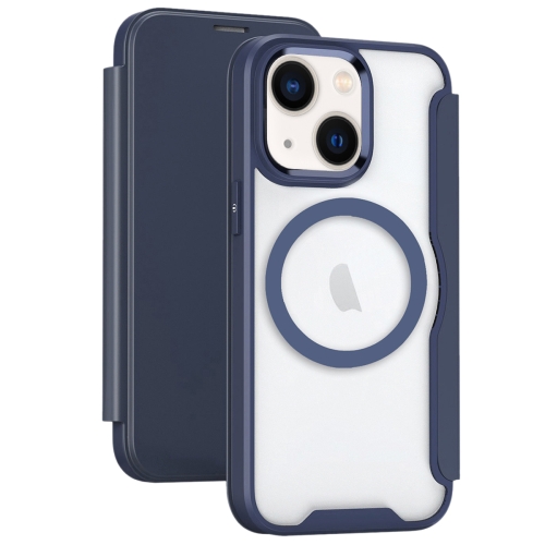 

For iPhone 14 Plus MagSafe RFID Blocking Adsorption Flip Leather Phone Case(Purple)