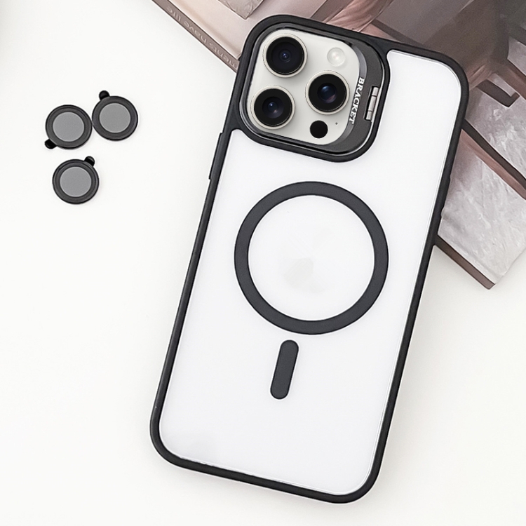 For iPhone 15 Pro Max MagSafe Acrylic Hybrid TPU Holder Phone Case with Lens film(Black)
For iPhone 15 Pro Max MagSafe Acrylic Hybrid TPU Holder Phone Case with Lens film(Black)