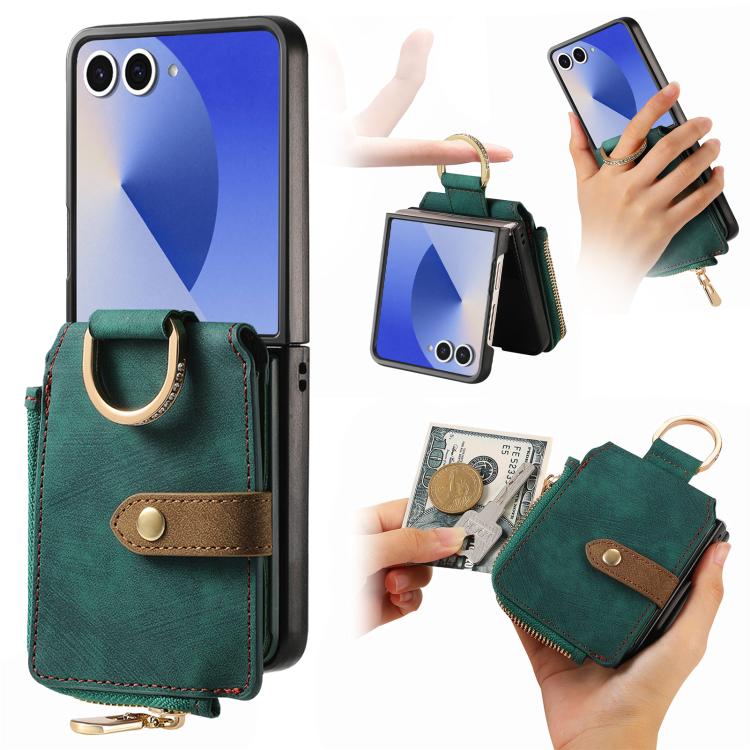 For Samsung Galaxy Z Flip 7 5G Retro Ring Vertical Zipper Wallet Phone Case(Green)
For Samsung Galaxy Z Flip 7 5G Retro Ring Vertical Zipper Wallet Phone Case(Green)