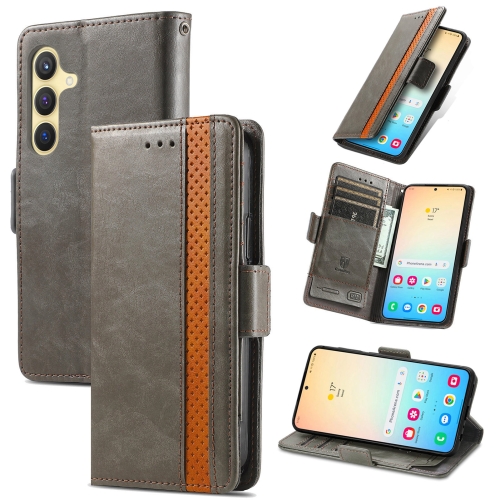 

For Samsung Galaxy S24+ 5G CaseNeo Splicing Dual Magnetic Buckle Leather Phone Case(Gray)