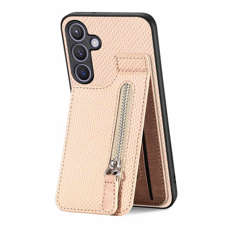 For Samsung Galaxy S24+ 5G Carbon Fiber Vertical Flip Zipper Phone Case(Khaki)
For Samsung Galaxy S24+ 5G Carbon Fiber Vertical Flip Zipper Phone Case(Khaki)