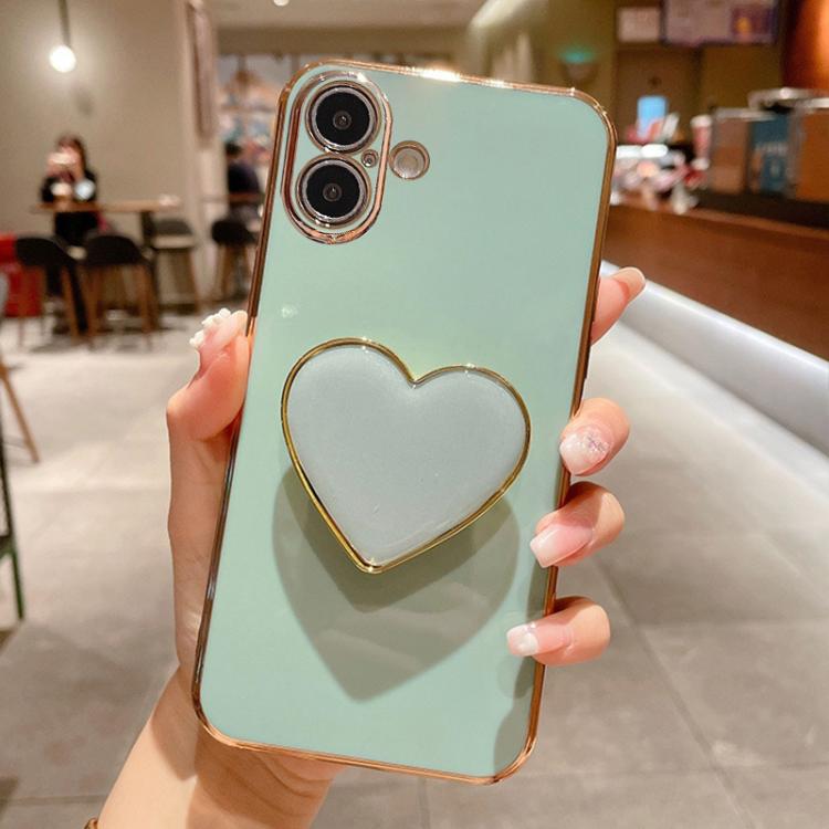 For iPhone 17 Electroplating Love Heart Holder TPU Phone Case(Green)
For iPhone 17 Electroplating Love Heart Holder TPU Phone Case(Green)