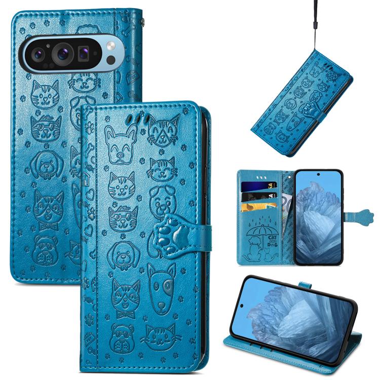 For Google Pixel 10 Pro XL Cat and Dog Embossed Leather Phone Case(Blue)
For Google Pixel 10 Pro XL Cat and Dog Embossed Leather Phone Case(Blue)