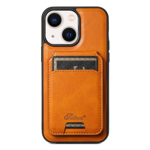 

For iPhone 14 Suteni H15 MagSafe Oil Eax Leather Detachable Wallet Back Phone Case(Khaki)