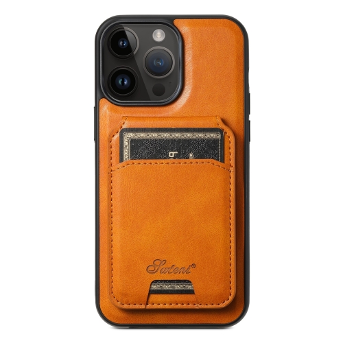 

For iPhone 14 Pro Suteni H15 MagSafe Oil Eax Leather Detachable Wallet Back Phone Case(Khaki)
