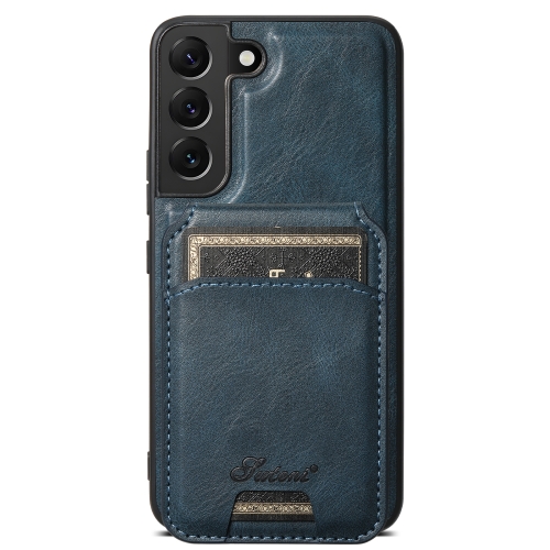 

For Samsung Galaxy S22 5G Suteni H15 Oil Eax Leather Detachable Wallet Back Phone Case(Blue)