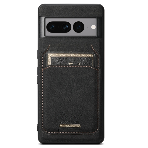 

For Google Pixel 7 Pro Suteni H16 Litchi Texture Leather Detachable Wallet Back Phone Case(Black)
