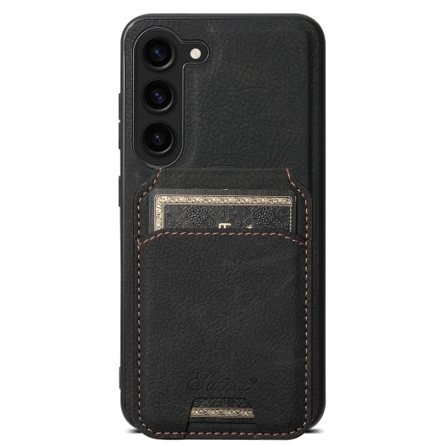 

For Samsung Galaxy S23+ 5G Suteni H16 Litchi Texture Leather Detachable Wallet Back Phone Case(Black)