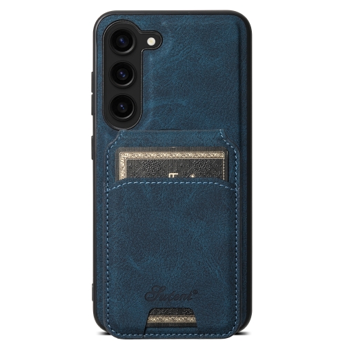 

For Samsung Galaxy S23+ 5G Suteni H16 Litchi Texture Leather Detachable Wallet Back Phone Case(Blue)