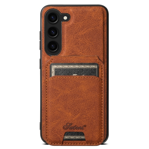 

For Samsung Galaxy S23 5G Suteni H16 Litchi Texture Leather Detachable Wallet Back Phone Case(Khaki)