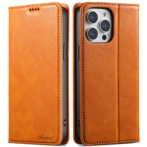 

For iPhone 14 Pro Suteni J02 Oil Wax Wallet Leather Phone Case(Khaki)