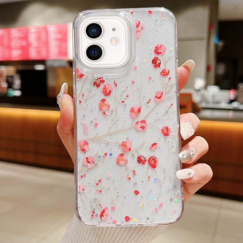 

For iPhone 12 / 12 Pro Spring Garden Epoxy TPU Phone Case(F03 Red Plum)