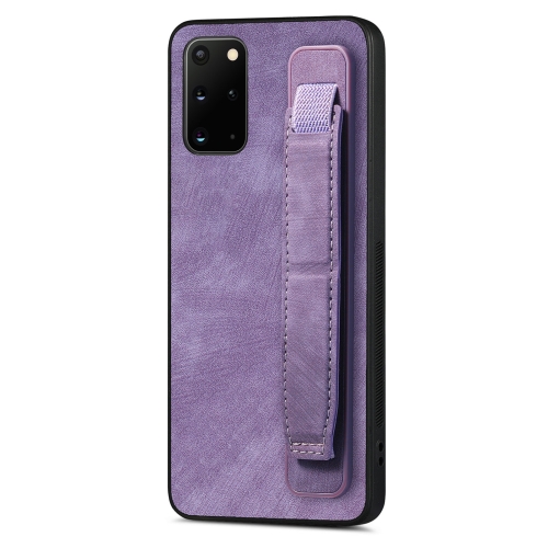 

For Samsung Galaxy S20+ Retro Wristband Holder Leather Back Phone Case(Purple)
