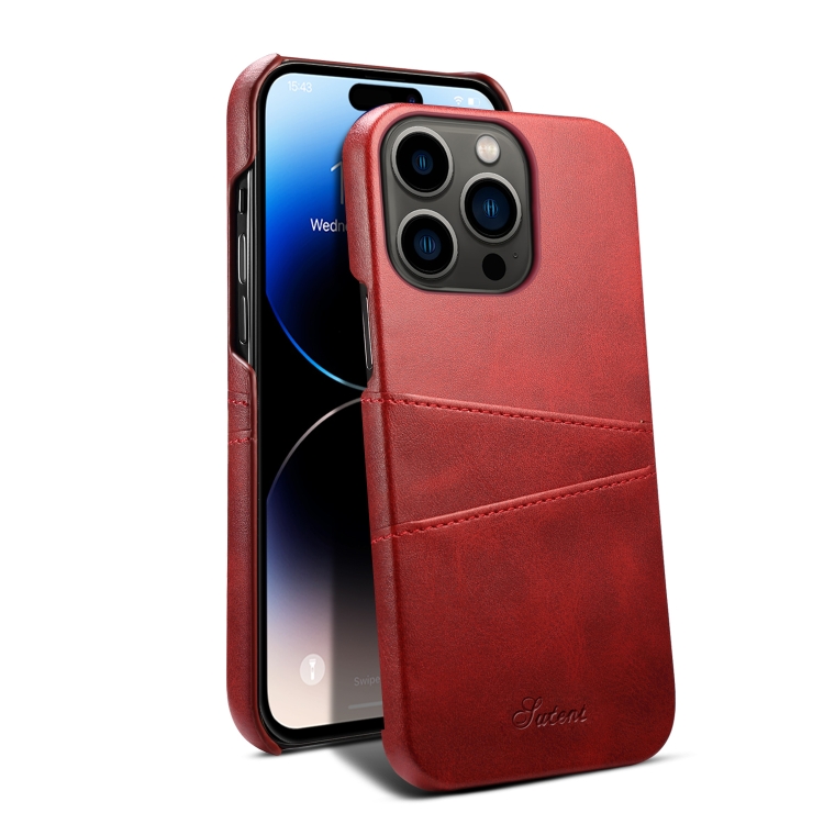 For iPhone 15 Pro Suteni Calf Texture Back Cover Phone Case with Card Slots(Red)
For iPhone 15 Pro Suteni Calf Texture Back Cover Phone Case with Card Slots(Red)