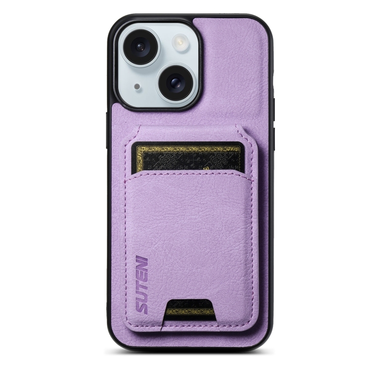 For iPhone 15 Suteni H02 Litchi Leather Card Wallet Stand Back Phone Case(Purple)
For iPhone 15 Suteni H02 Litchi Leather Card Wallet Stand Back Phone Case(Purple)
