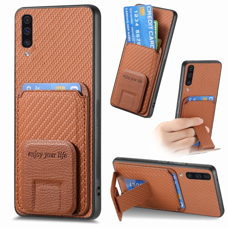 For Samsung Galaxy A50/A50s/A30s Carbon Fiber Card Bag Fold Stand Phone Case(Brown)
For Samsung Galaxy A50/A50s/A30s Carbon Fiber Card Bag Fold Stand Phone Case(Brown)