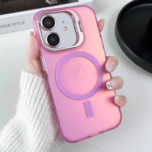 

For iPhone 11 MagSafe Lens Holder PC Hybrid TPU Phone Case(Pink)