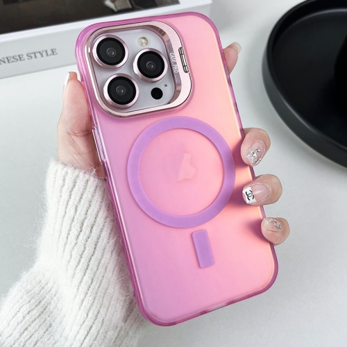 

For iPhone 12 Pro Max MagSafe Lens Holder PC Hybrid TPU Phone Case(Pink)