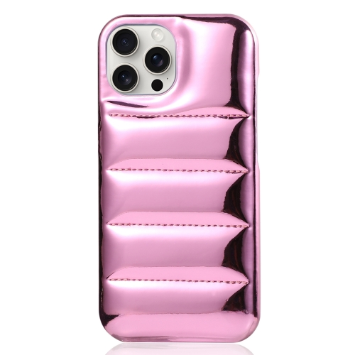 

For iPhone 15 Pro Laser Aurora Down Jacket All-inclusive Phone Case(Pink)