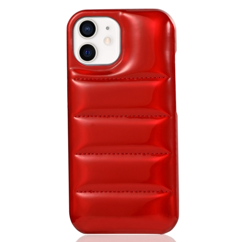 

For iPhone 12 Laser Aurora Down Jacket All-inclusive Phone Case(Red)