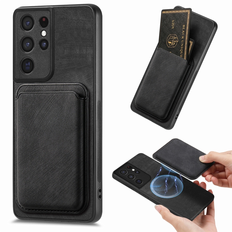 For Samsung Galaxy S21 Ultra 5G Retro Leather Card Bag Magnetic Phone Case(Black)
For Samsung Galaxy S21 Ultra 5G Retro Leather Card Bag Magnetic Phone Case(Black)