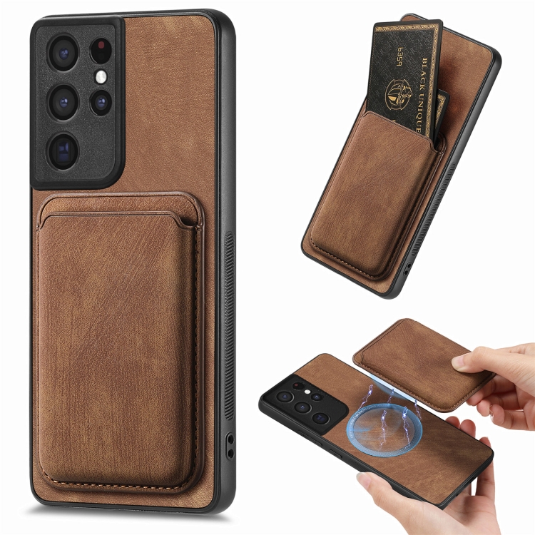 For Samsung Galaxy S21 Ultra 5G Retro Leather Card Bag Magnetic Phone Case(Brown)
For Samsung Galaxy S21 Ultra 5G Retro Leather Card Bag Magnetic Phone Case(Brown)
