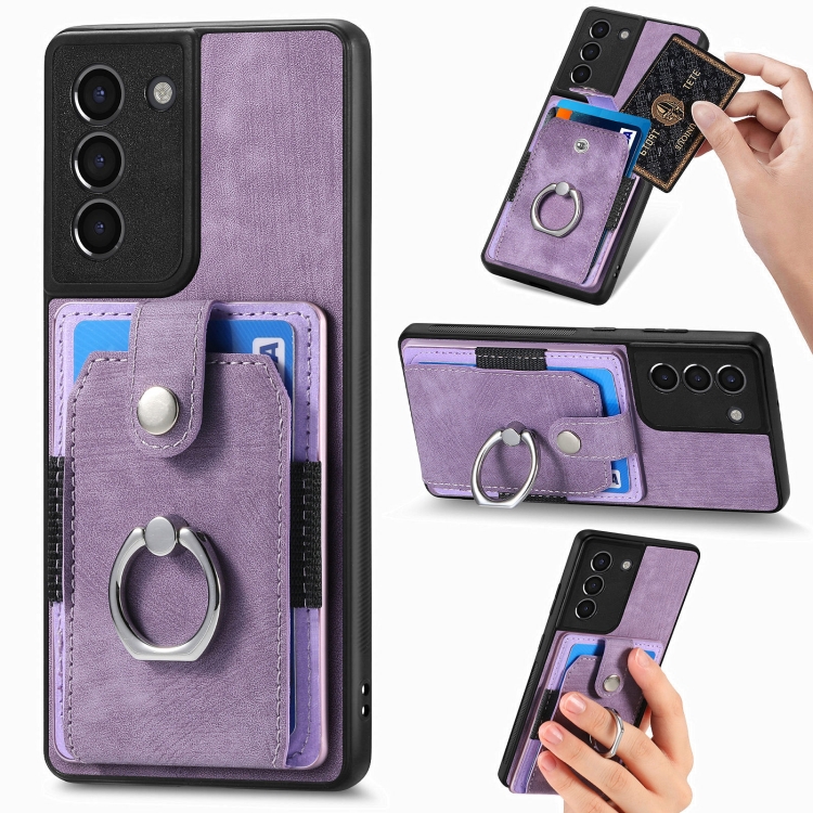 For Samsung Galaxy S21 5G Retro Skin-feel Ring Card Wallet Phone Case(Purple)
For Samsung Galaxy S21 5G Retro Skin-feel Ring Card Wallet Phone Case(Purple)