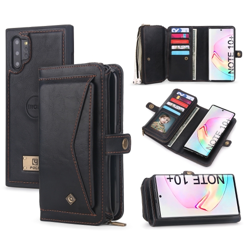 

For Samsung Galaxy Note10+ Multi-functional Zipper Wallet Leather Phone Case(Black)