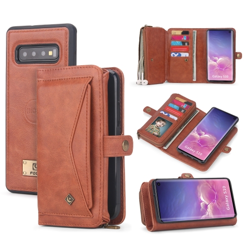

For Samsung Galaxy S10 Multi-functional Zipper Wallet Leather Phone Case(Orange)