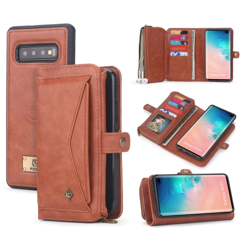 

For Samsung Galaxy S10+ Multi-functional Zipper Wallet Leather Phone Case(Orange)