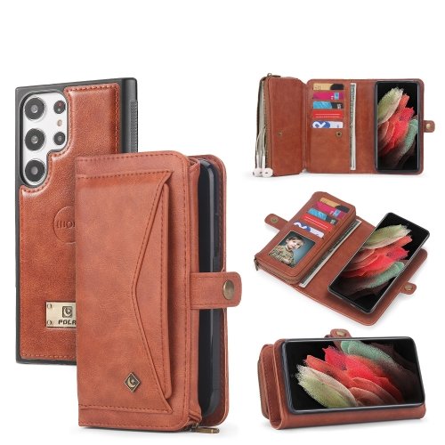

For Samsung Galaxy S23 5G Multi-functional Zipper Wallet Leather Phone Case(Orange)